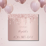 40. Geburtstag blush Rose Gold Glitzer Tropfen Nam<br><div class="desc">Ein Schaumweinflaschenlabel für ein gmädchenfreundliches und glamouröses 40. Geburtstagsgeschenk mit den Mädchen. Ein Imitat Rose gold metallische Hintergrund mit einem eleganten Imitat Rose Gold Glitzer Tropfen, Farbe Tropfen aussehen. Der Text: Der Name ist in dunklem Rose Gold geschrieben, mit einem großen, modernen Schriftsatz. Vorlage für Namen, Alter 40 und Datum....</div>