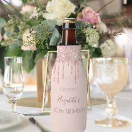 40. Geburtstag blush Rose Gold Glitzer Tropfen Nam Flaschenkühler