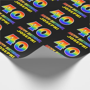 40. Geburtstag: Bold, Fun, Simple, Rainbow 40 Geschenkpapier