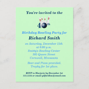 40. Geburtstag Bowling Party Einladung