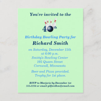 40. Geburtstag Bowling Party Einladung