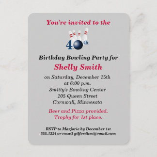40. Geburtstag Bowling Party Einladung