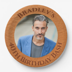 40. Geburtstag Braun Leder Pappteller