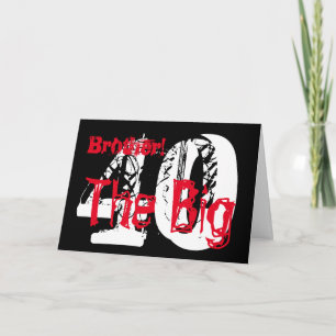 40. Geburtstag, Bruder, roter, weißer Text auf sch Karte