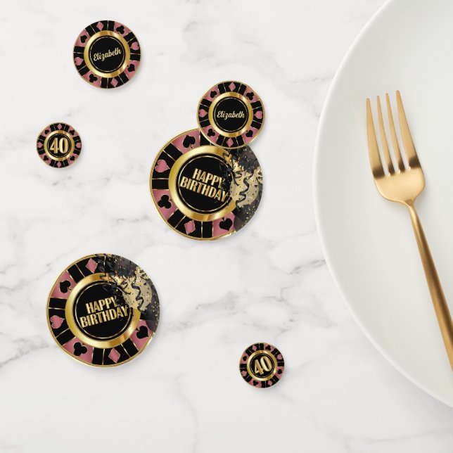 40. Geburtstag Casino Poker Chip - Rose Gold Konfetti (Gruppe)