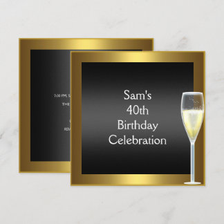 40. Geburtstag Champagner Gold Black Einladung
