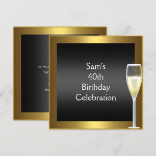40. Geburtstag Champagner Gold Schwarz Einladung