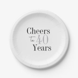 40. Geburtstag Cheers 40 Jahre Minimales Silber Pa Pappteller
