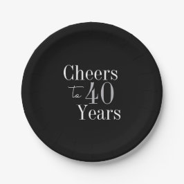 40. Geburtstag Cheers 40 Jahre Schwarzes Silber Pa Pappteller