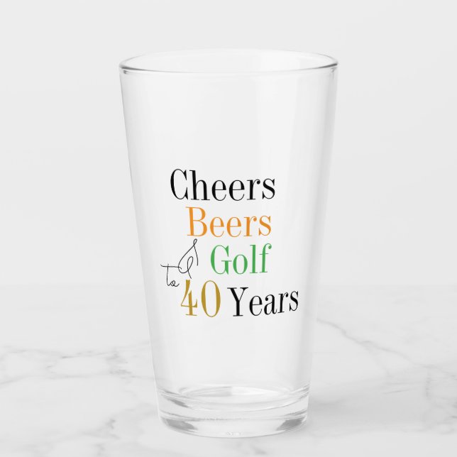 40. Geburtstag Cheers and Bers Golf Black and Gold Glas (Vorderseite)