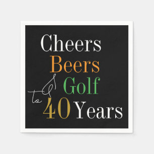 40. Geburtstag Cheers and Bers Golf Black and Gold Serviette
