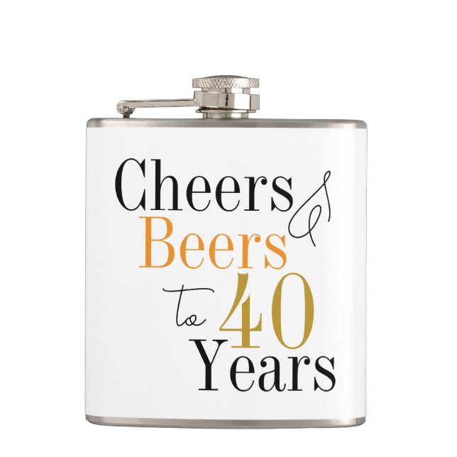 40. Geburtstag Cheers and Bers Minimal Flachmann (Vorderseite)