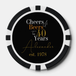 40. Geburtstag Cheers and Bers Personalisierter Na Pokerchips