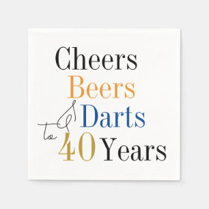 40. Geburtstag Cheers and Biere Darts Blue Serviette