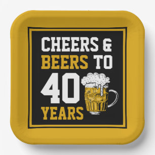 40. Geburtstag Cheers & Biere bis 40 Jahre Pappteller
