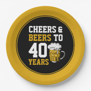 40. Geburtstag Cheers & Biere bis 40 Jahre  Pappteller