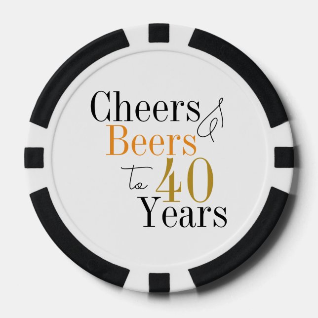 40. Geburtstag Cheers Biere Black and White Party Pokerchips (Vorderseite)