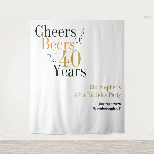 40. Geburtstag Cheers Biere Minimaler Hintergrund Wandteppich (Vorderseite)