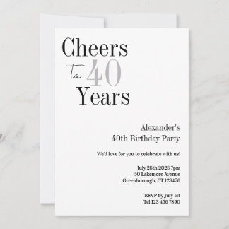 40. Geburtstag Cheers Minimal Geburtstagsparty Einladung