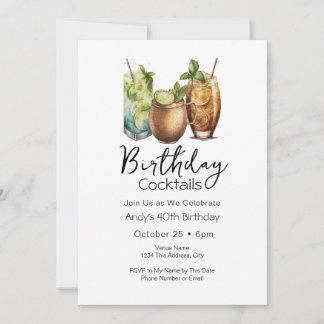 40. Geburtstag Cocktails Lässig Einladung
