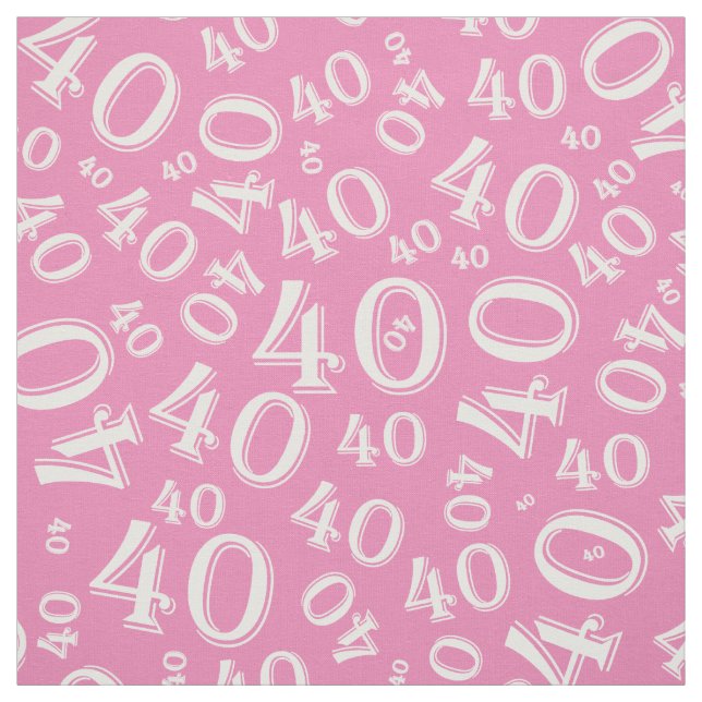 40. Geburtstag Cooles Zahlenmuster Rosa/Weiß Stoff (Muster)