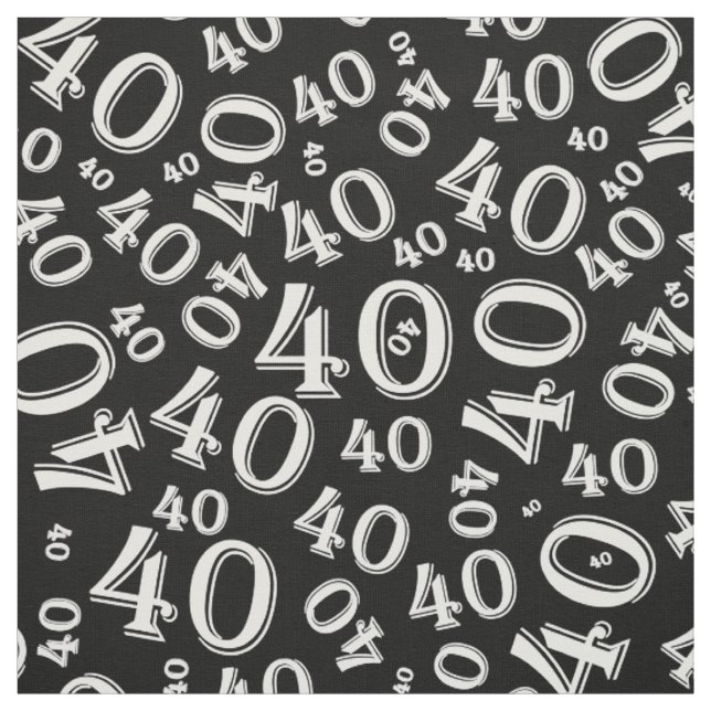 40. Geburtstag Cooles Zahlenmuster Schwarz/Weiß Stoff (Muster)