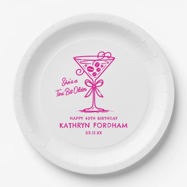 40. Geburtstag Custom Paper Plate Espresso Martini Pappteller (Vorderseite)