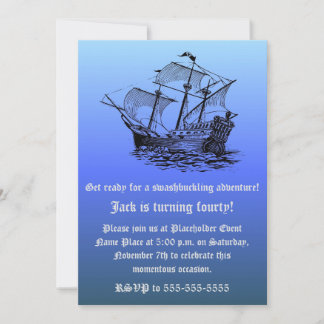 40. Geburtstag des Kapitäns Piratenschiff - Blauer Einladung