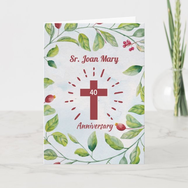 40. Geburtstag des Nun Cross in Wreath Karte (Vorderseite)