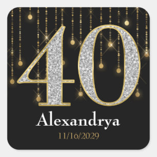 40. Geburtstag Diamonds Gold Gefallen Tags Sticker