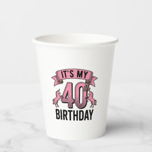 40. Geburtstag Einhorn Vintage Engraving Design_1 Pappbecher