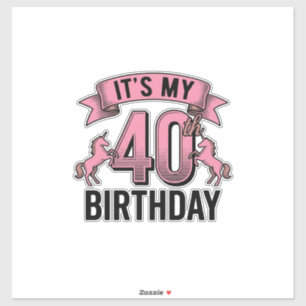 40. Geburtstag Einhorn Vintage Gravur Design_1 Aufkleber