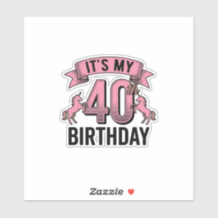 40. Geburtstag Einhorn Vintage Gravur Design_1 Aufkleber