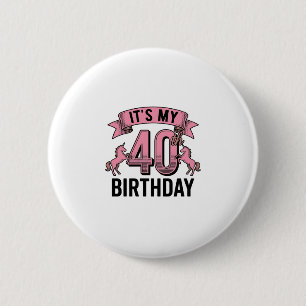 40. Geburtstag Einhorn Vintage Gravur Design_1 Button