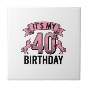 40. Geburtstag Einhorn Vintage Gravur Design_1 Fliese