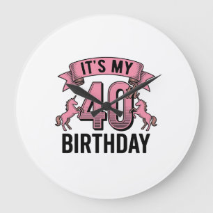 40. Geburtstag Einhorn Vintage Gravur Design_1 Große Wanduhr