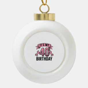 40. Geburtstag Einhorn Vintage Gravur Design_1 Keramik Kugel-Ornament