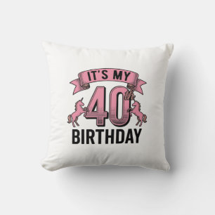 40. Geburtstag Einhorn Vintage Gravur Design_1 Kissen