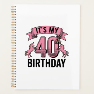 40. Geburtstag Einhorn Vintage Gravur Design_1 Planer