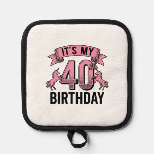 40. Geburtstag Einhorn Vintage Gravur Design_1 Topflappen