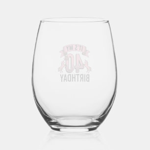 40. Geburtstag Einhorn Vintage Gravur Design_1 Weinglas Ohne Stiel