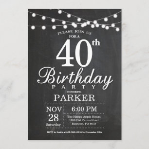 40. Geburtstag Einladung Chalkboard String Lights