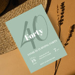 40. Geburtstag Einladung Elegantes Party Modernes<br><div class="desc">Feiern Sie einen Meilenstein mit unserer eleganten 40. Geburtstagseinladung. Dieses moderne und schicke Design verbindet schlichte Eleganz mit faszinierender Kalligraphie und stilvoller Typografie. Ideal für eine Geburtstagsfeier für Erwachsene,  Set es Bühne für eine unvergessliche Feier. Machen Sie Ihren 40. Geburtstag mit dieser raffinierten Einladung unvergesslich.</div>