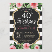 40. Geburtstag Einladung Frauen. Blanc