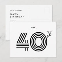 40. Geburtstag Einladung Minimalistische Postkarte