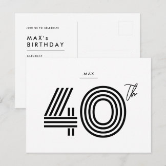 40. Geburtstag Einladung Minimalistische Postkarte