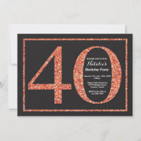40. Geburtstag Einladung Orange Glitzer Chalkboard