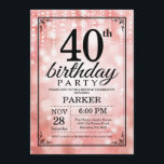 40. Geburtstag Einladung Rosa Glitzer<br><div class="desc">40. Geburtstag Einladung mit rosa Streichelleuchten mit rosa Glitzer Hintergrund. Rosa Geburtstag. Erwachsener Geburtstag. Männer oder Frauen laden ein. 13. 15. 16. 18. 20. 21. 30. 40. 50. 60. 70. 80. 90. 100. Jegliches Alter. Für weitere Anpassungen klicken Sie bitte auf die Schaltfläche "Anpassen" und verwenden Sie unser Designwerkzeug, um...</div>
