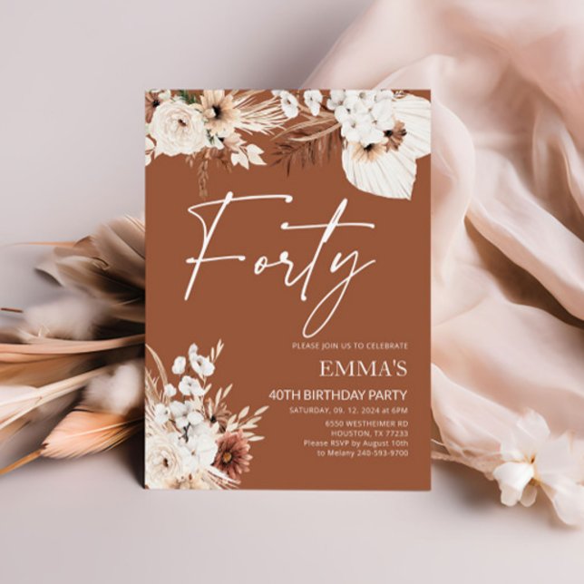 40. Geburtstag Einladung Terracotta Boho Pampas (Von Creator hochgeladen)