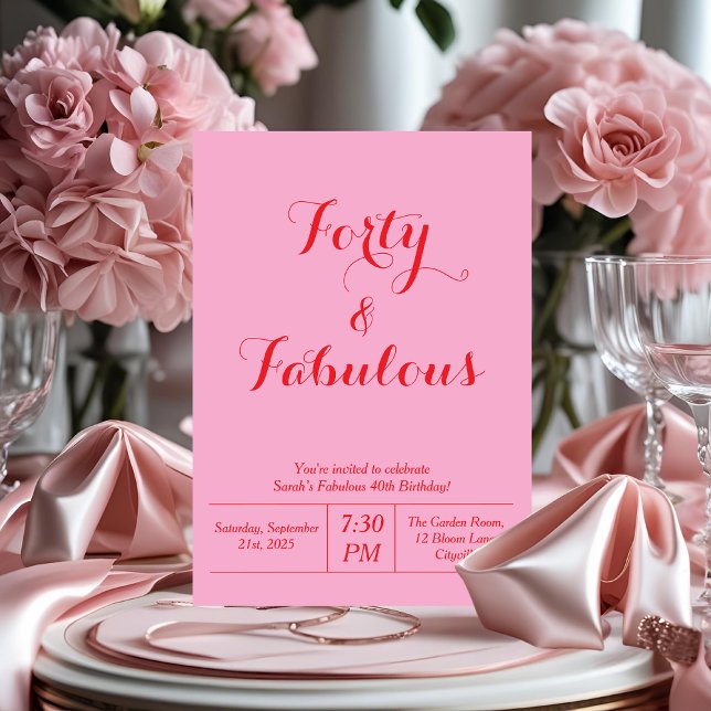 40. Geburtstag Einladung von Fabul Pink & Red (Von Creator hochgeladen)